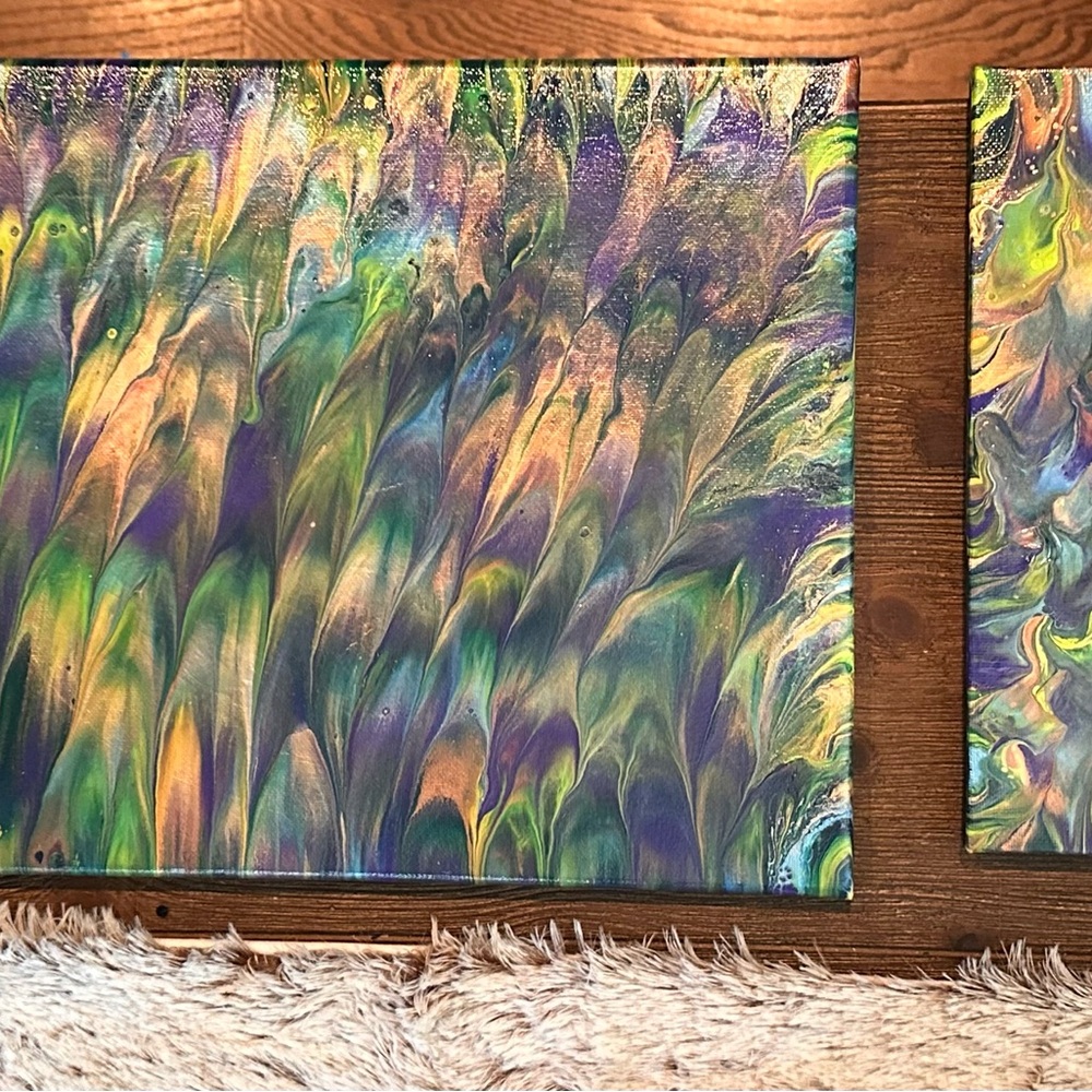 Hand crafted original multicolor acrylic on canvas set of three paintings - Picture 12 of 15